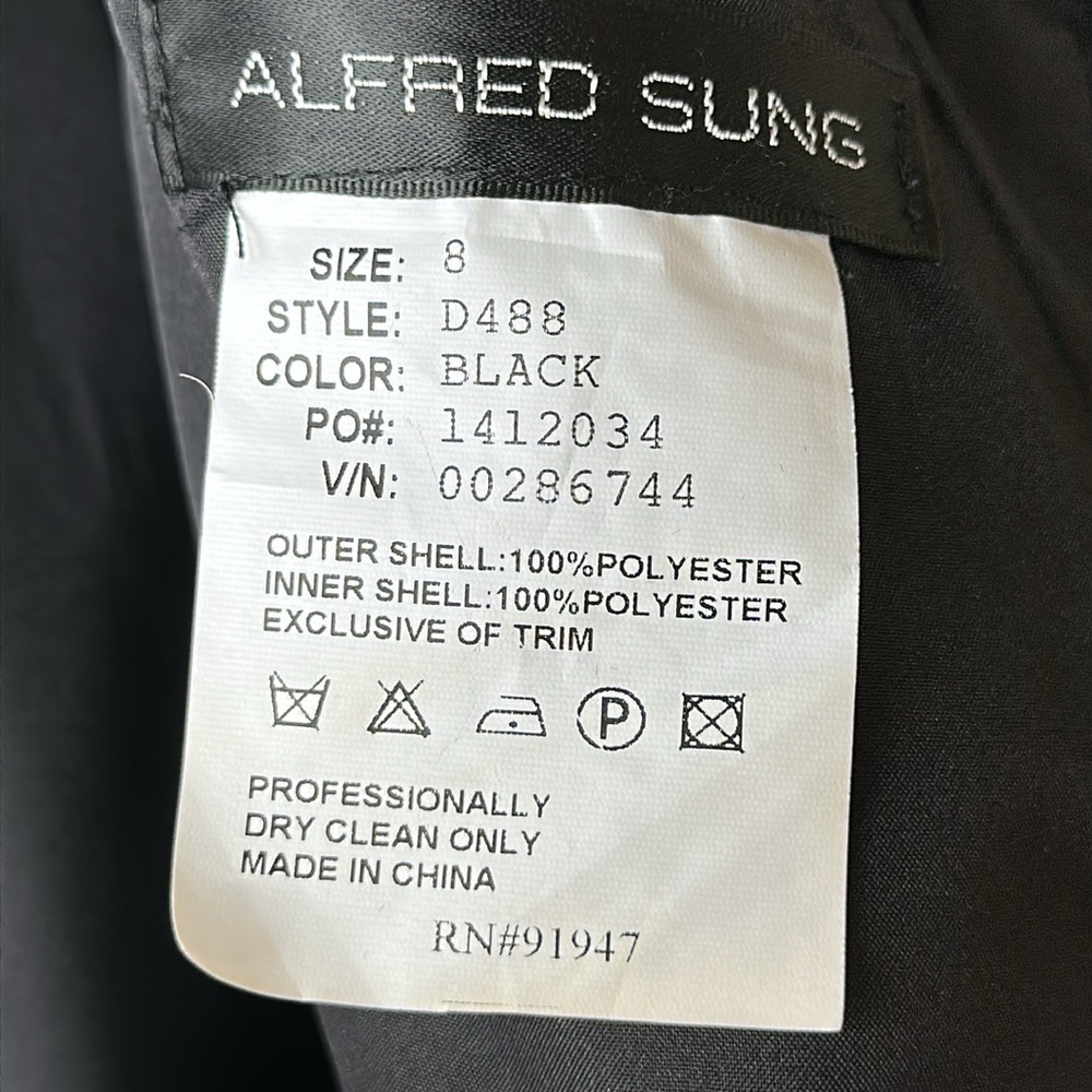 ALFRED SUNG Black Sleeveless Short‎ Bridesmaid Dress Scoop Back By Dessy Size 8 - Picture 11 of 14
